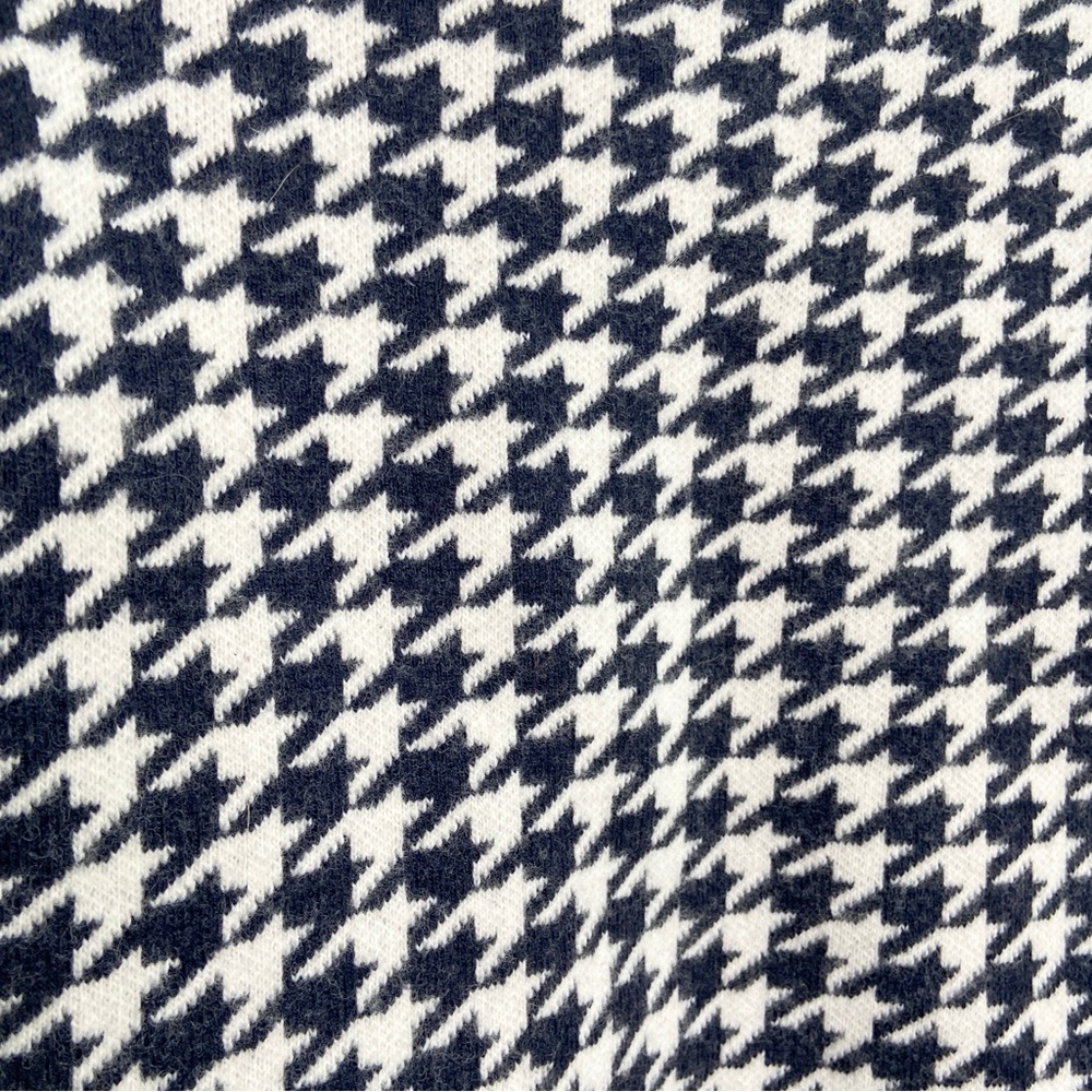 Ann Taylor Womens Houndstooth Sweater Size S Petites Mock Neck Wool Blend Blue - Picture 5 of 8